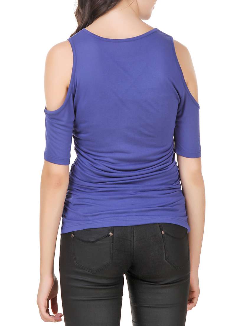 cold shoulder solid top  - 14379406 -  Standard Image - 2