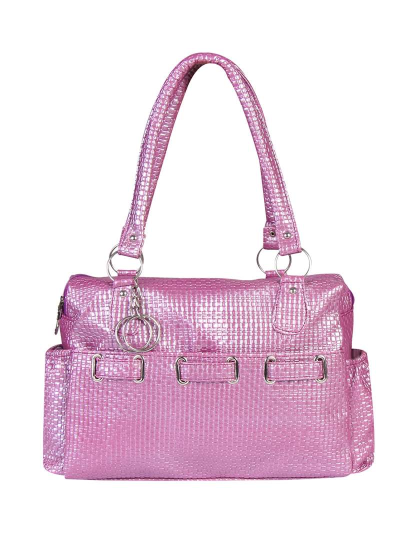 purple leather handbag