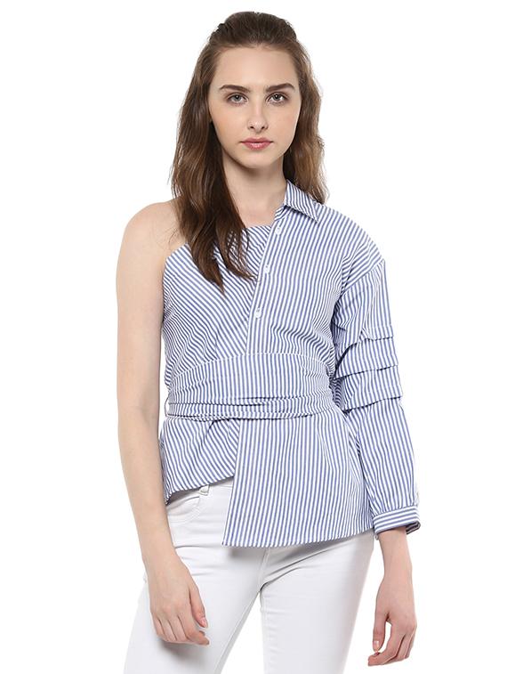 deconstructed striped back bow tie top