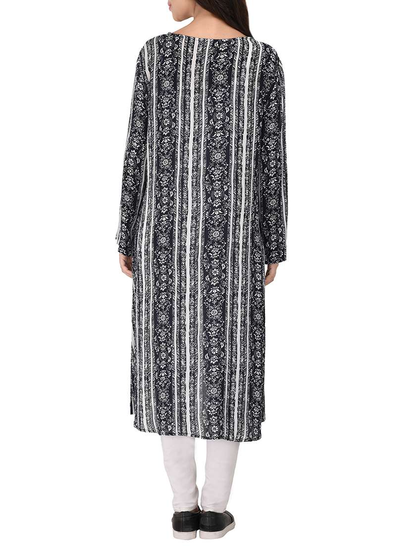 Black Printed Rayon Shrug - 14382982 -  Standard Image - 2