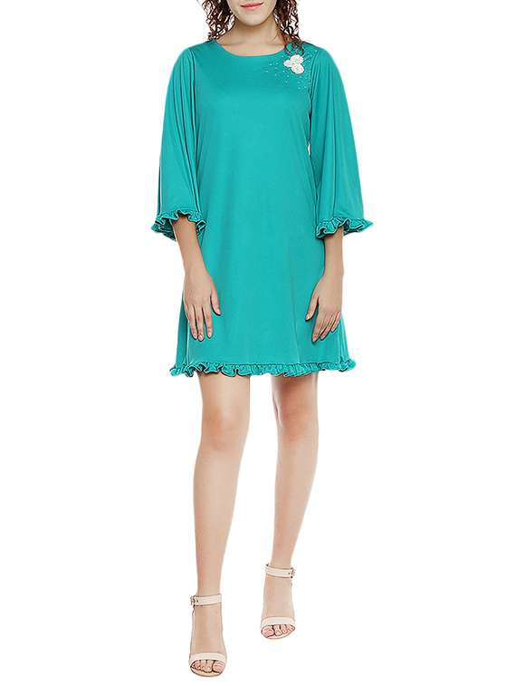 green jersey aline dress