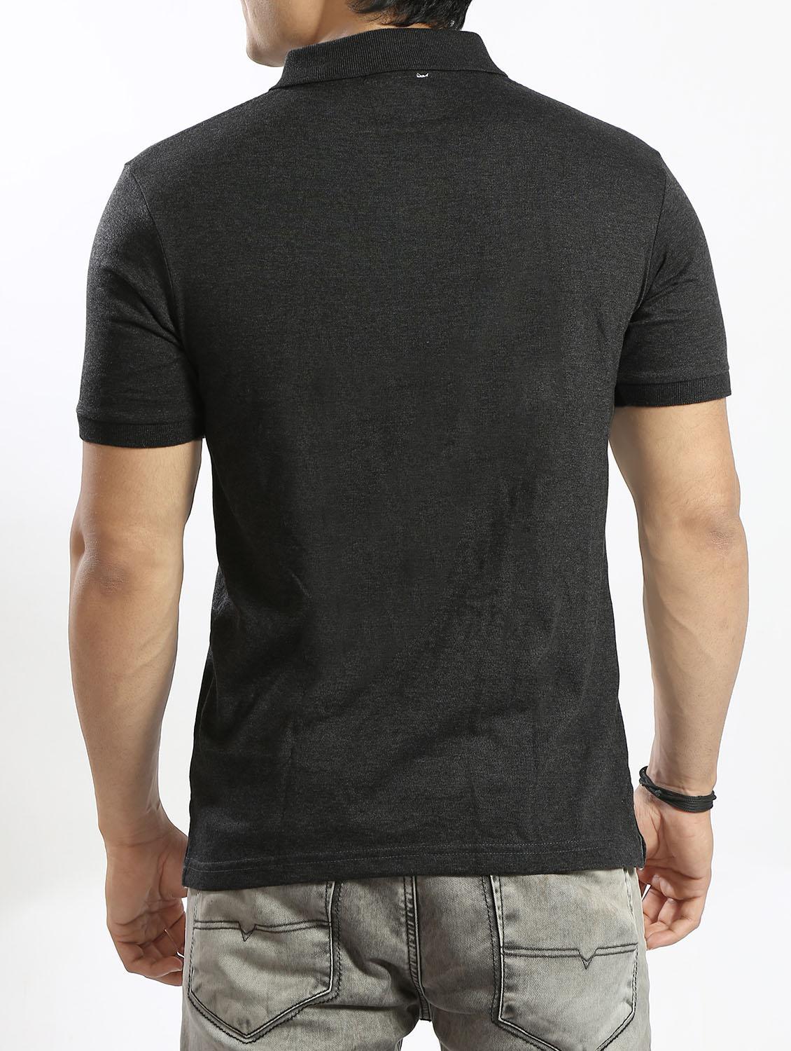 grey solid polo t-shirt - 14393883 - Standard Image - 2
