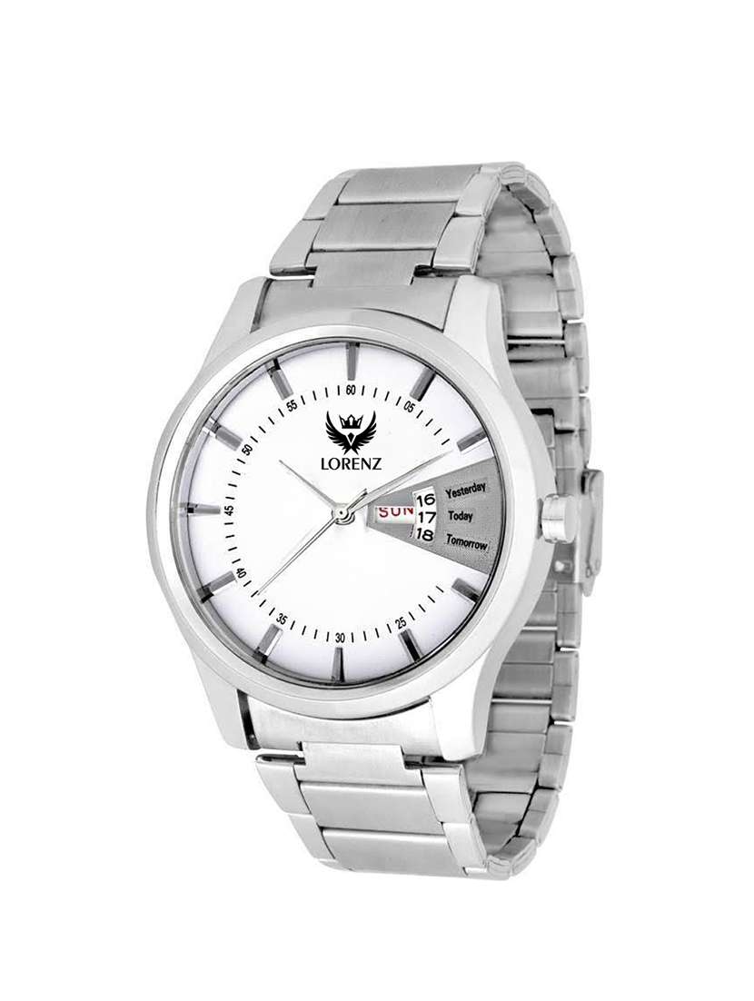 lorenz mk-1047a day & date edition stainless steel analog watch for men
