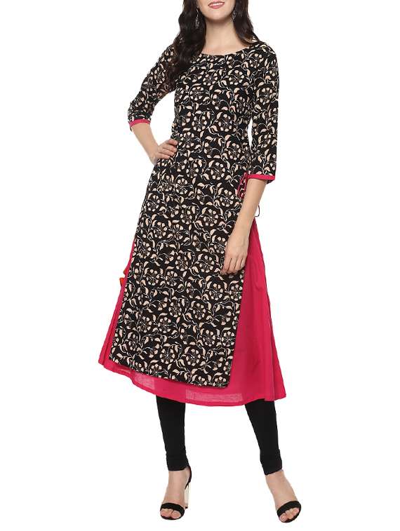black cotton a-line kurta
