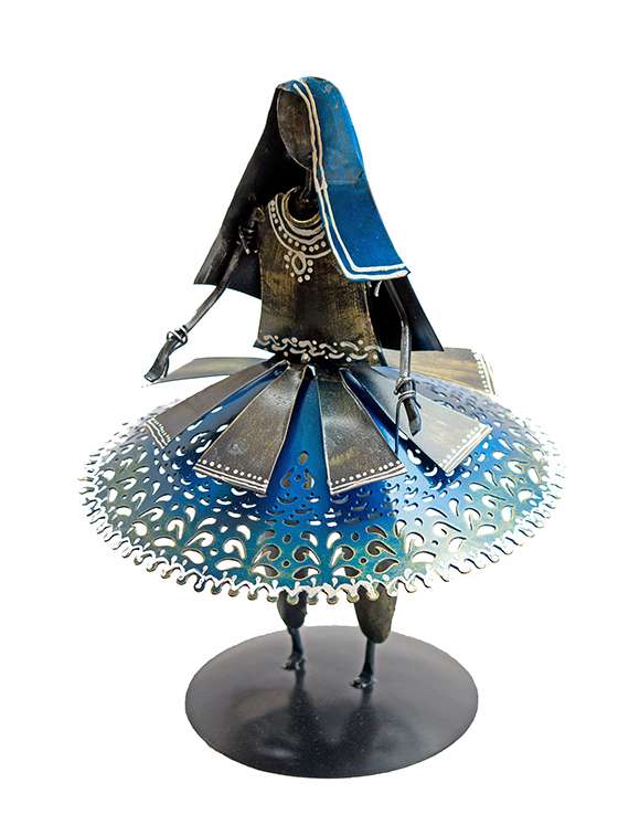 rajasthani dancing lady iron handicraft blue color