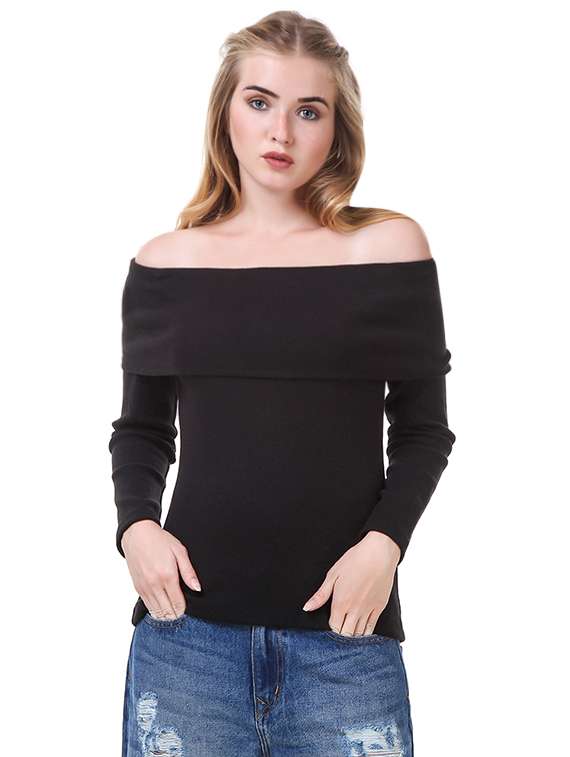 black cotton lycra pullover