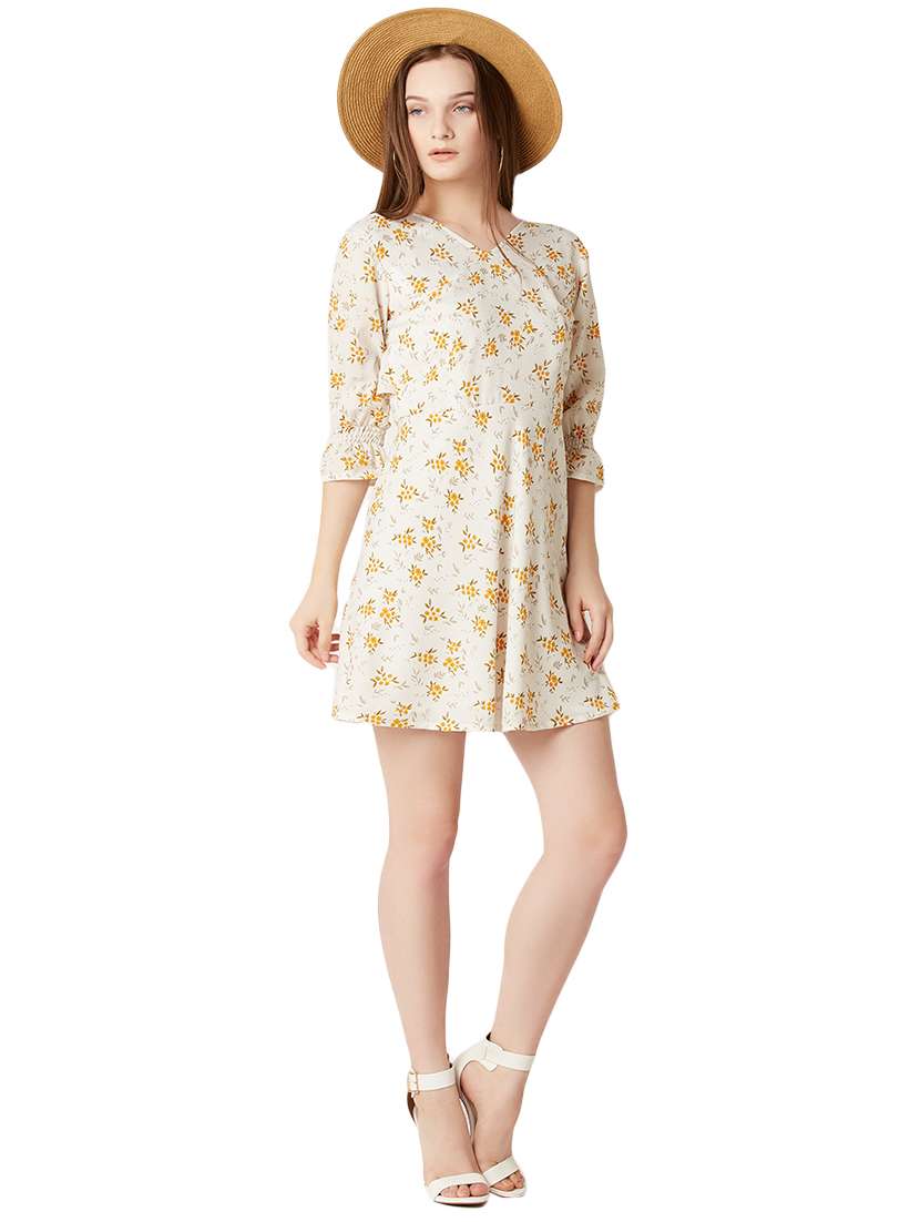 tie-up back ruffle detail floral dress