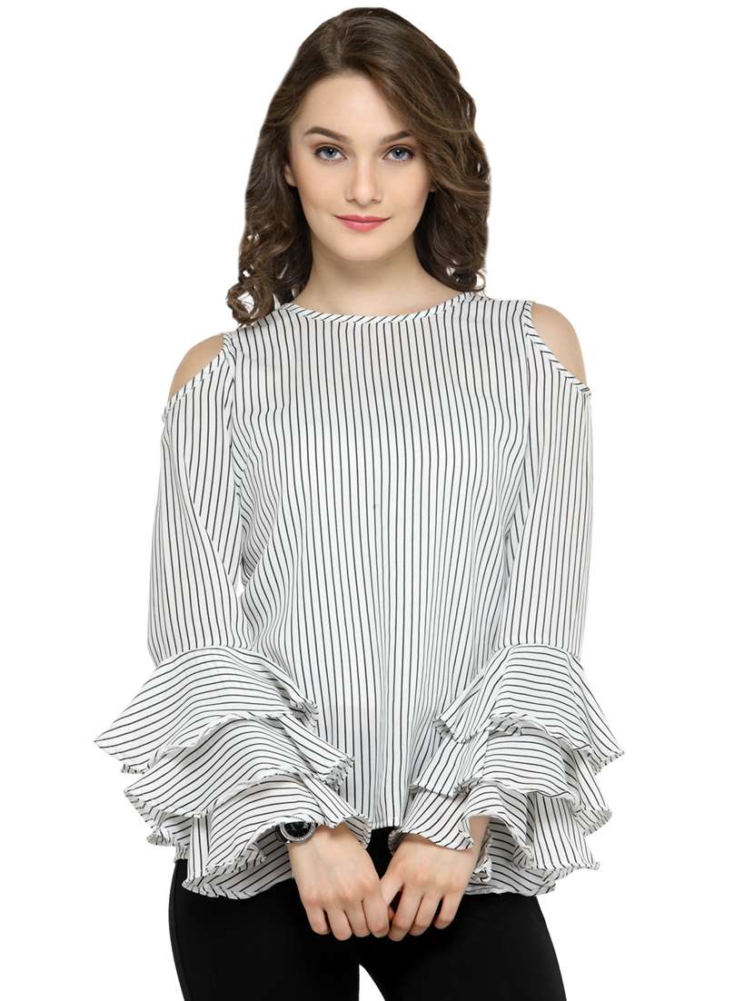 bell sleeved striped top 
