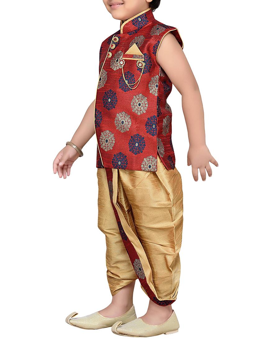 red silk blend kurta sets - 14405615 - Standard Image - 2