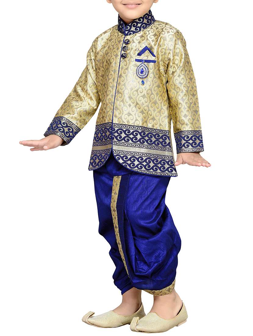 blue silk blend dhoti kurta sets - 14405624 - Standard Image - 2