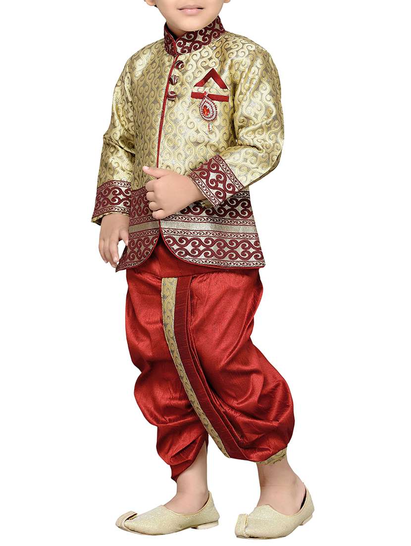 red silk blend dhoti kurta sets - 14405625 -  Standard Image - 2
