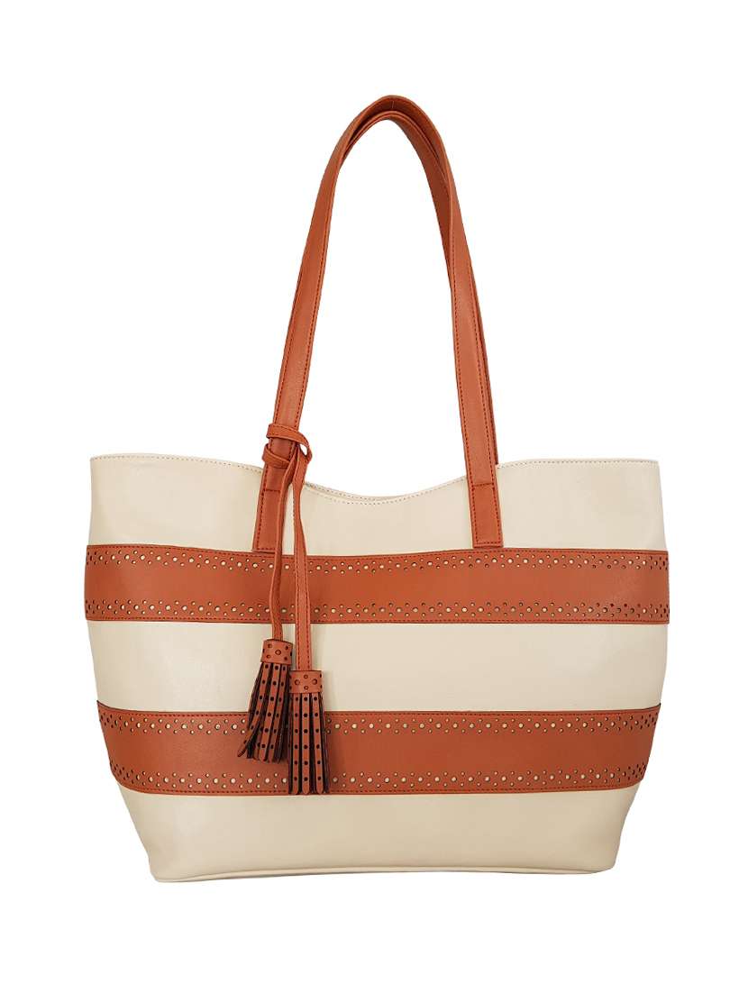 beige leatherette  regular handbag