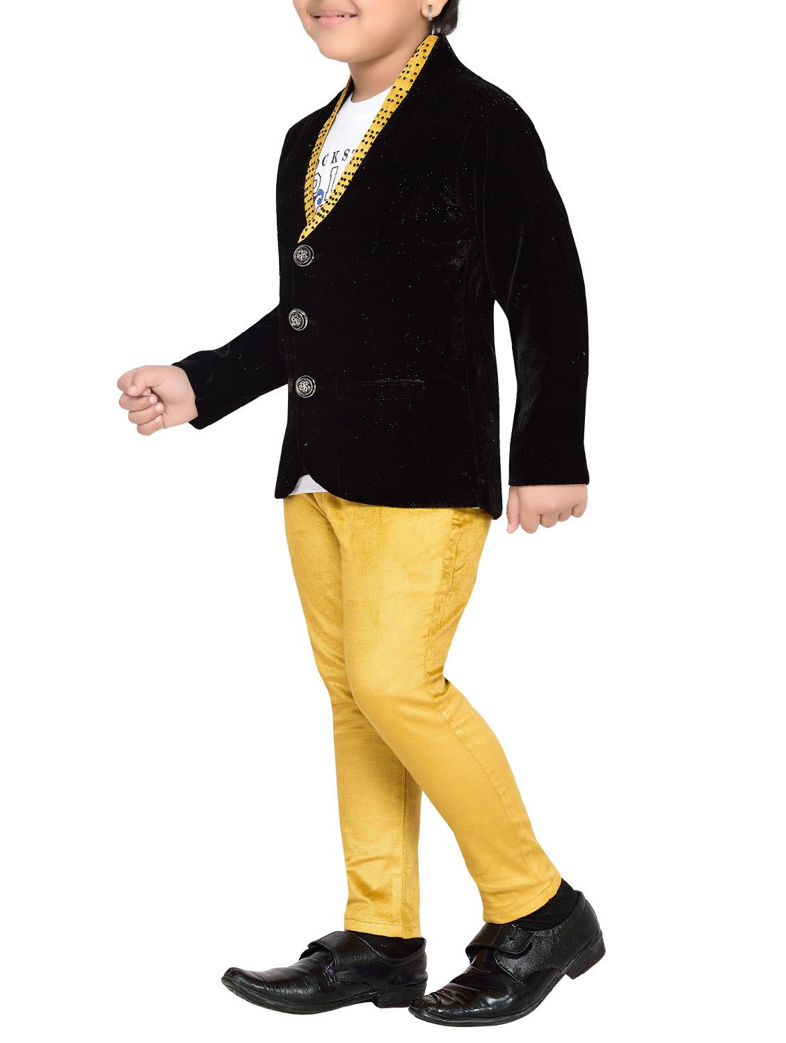 yellow and black velvet suit set - 14408961 - Standard Image - 2