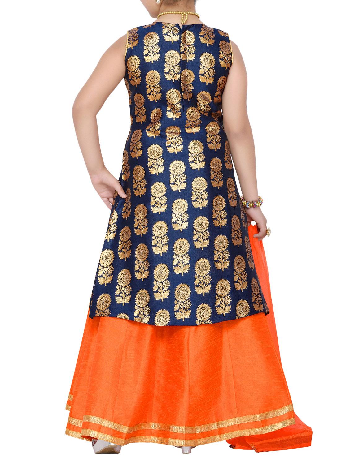 blue silk blend lehenga choli - 14409889 - Standard Image - 2