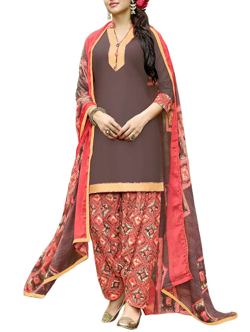 merlot unstitched patiyala suit