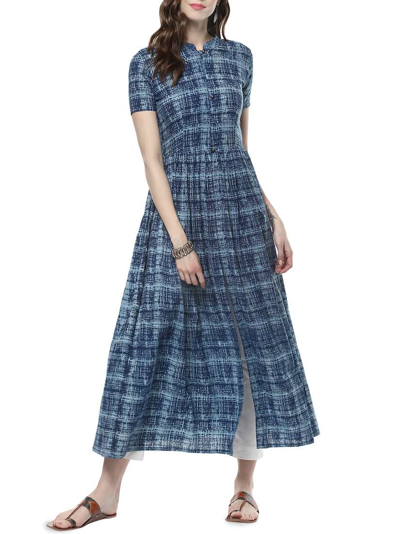 printed high-slit kurta