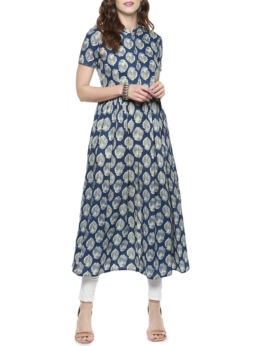 indigo flared kurta