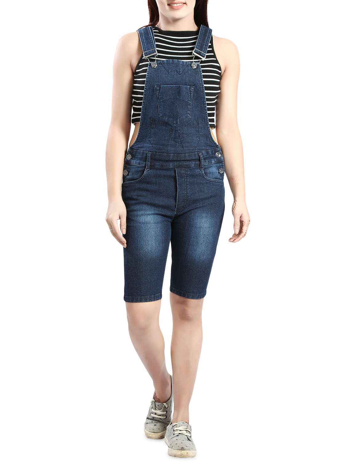 stone washed denim dungaree 