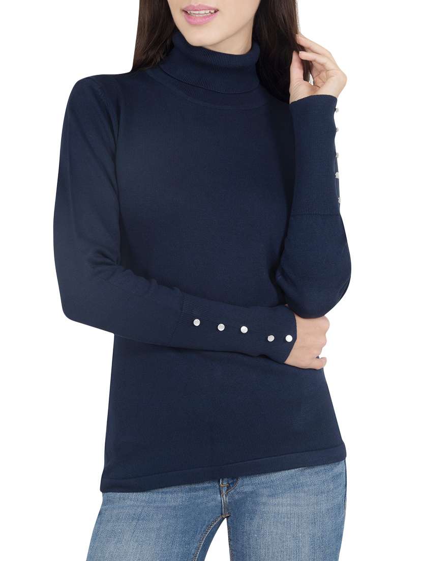 blue viscose casual pullover