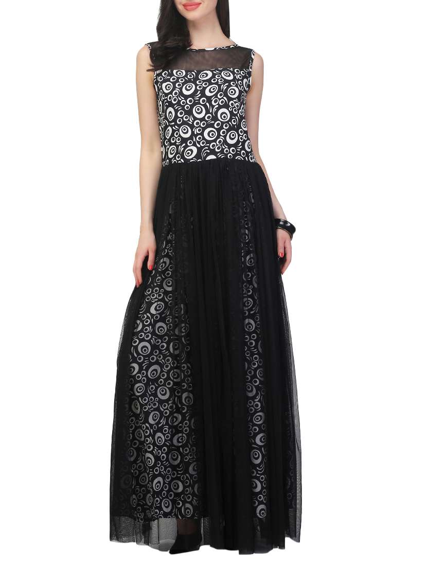 black crepe aline gown