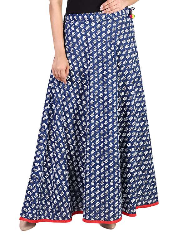 blue cotton maxi skirt