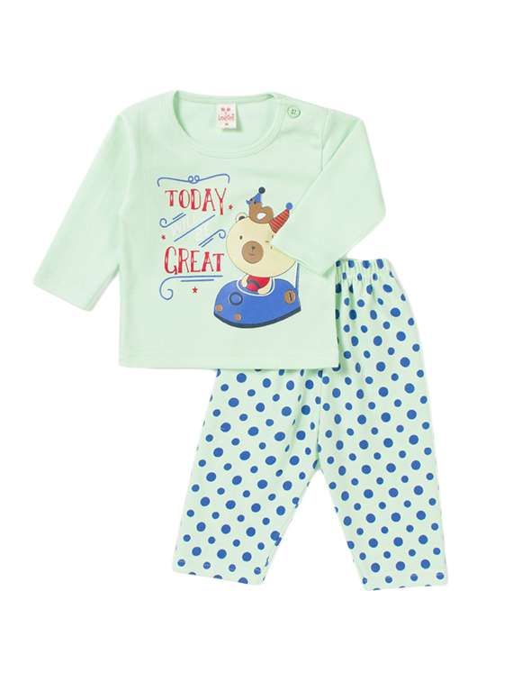 green cotton pyjama set