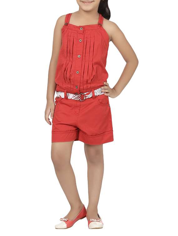 red cotton playsuit