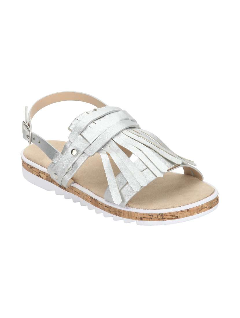 silver back strap sandal