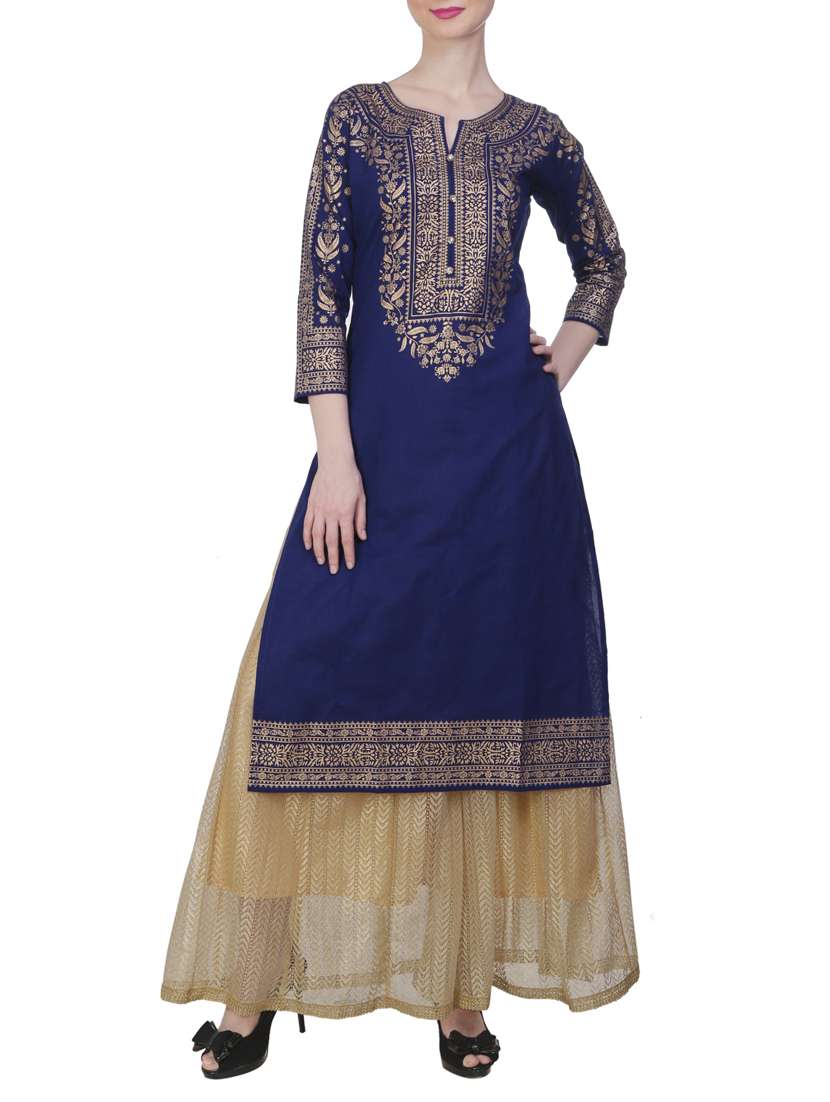 block printed long kurta