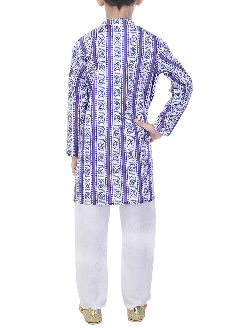 purple cotton kurta set - 14428921 -  Standard Image - 2