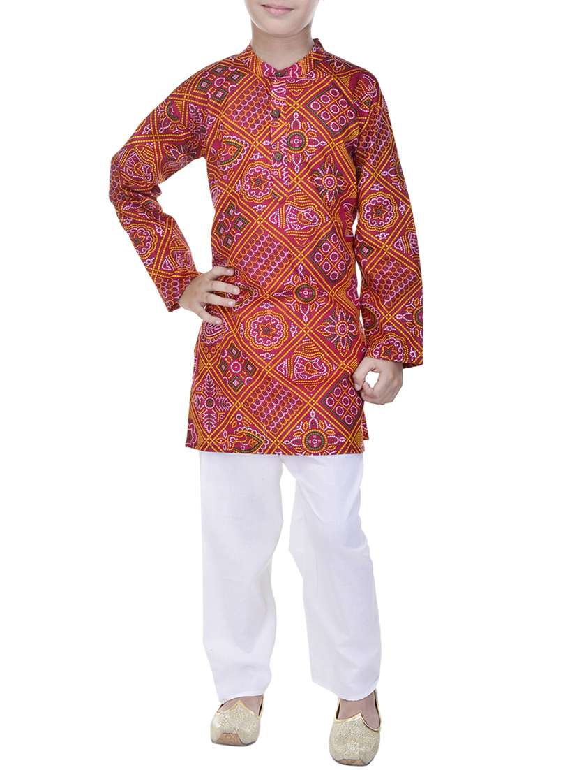 pink and white cotton kurta set