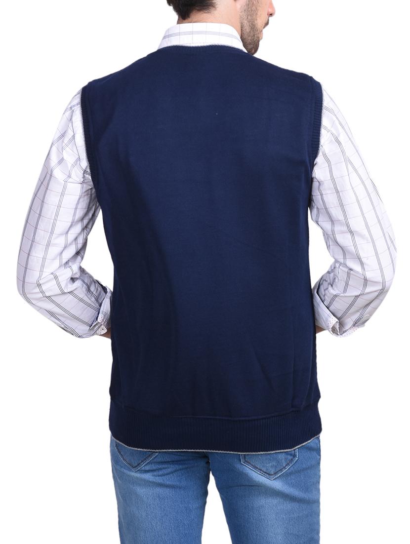 navy blue solid pullover - 14432401 - Standard Image - 2