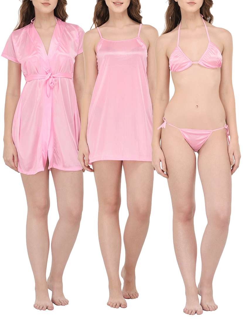 pink solid sleepwear robe