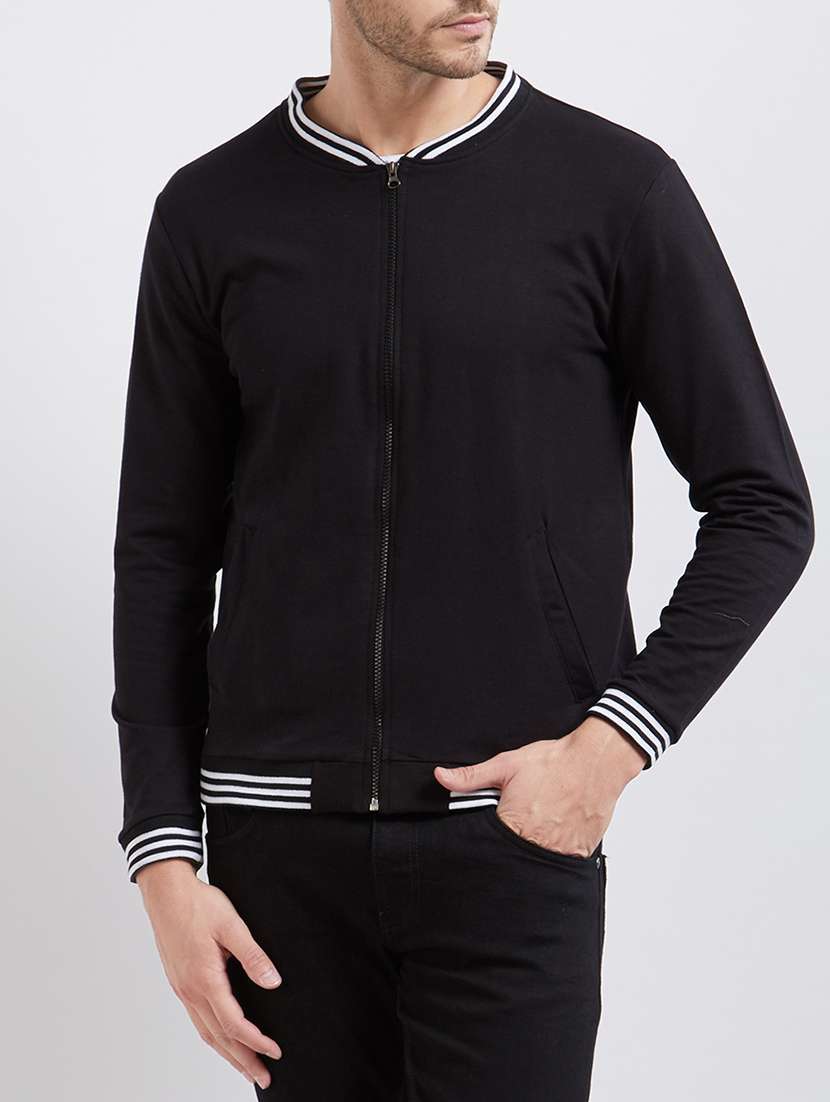 black cotton bomber jacket