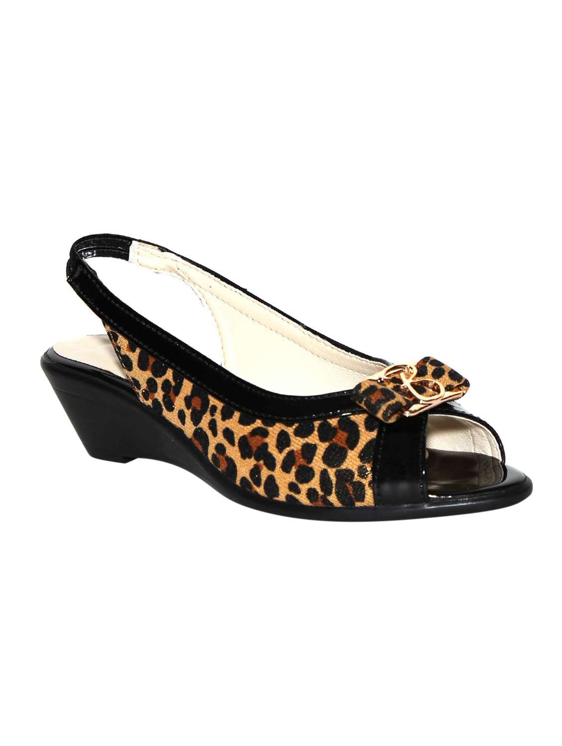 black leatherette wedges