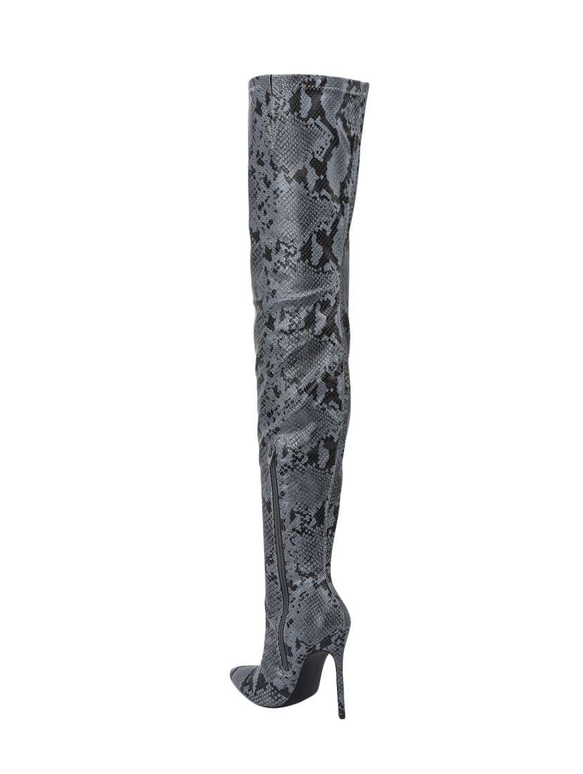 grey synthetic knee length boot - 14434798 -  Standard Image - 2