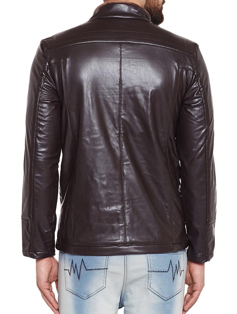 brown leatherette biker jacket - 14436815 - Standard Image - 2