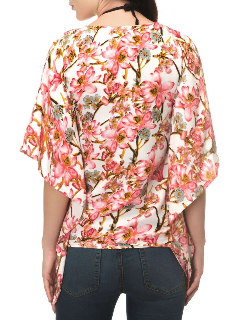 multi colored  floral kaftan top  - 14439726 -  Standard Image - 2