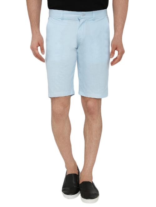 blue solid bermuda shorts - 14440005 - Standard Image - 0
