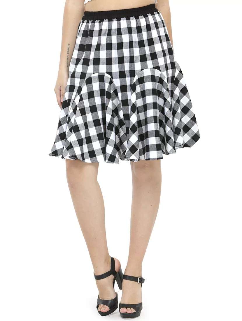 white checkered cotton skirt