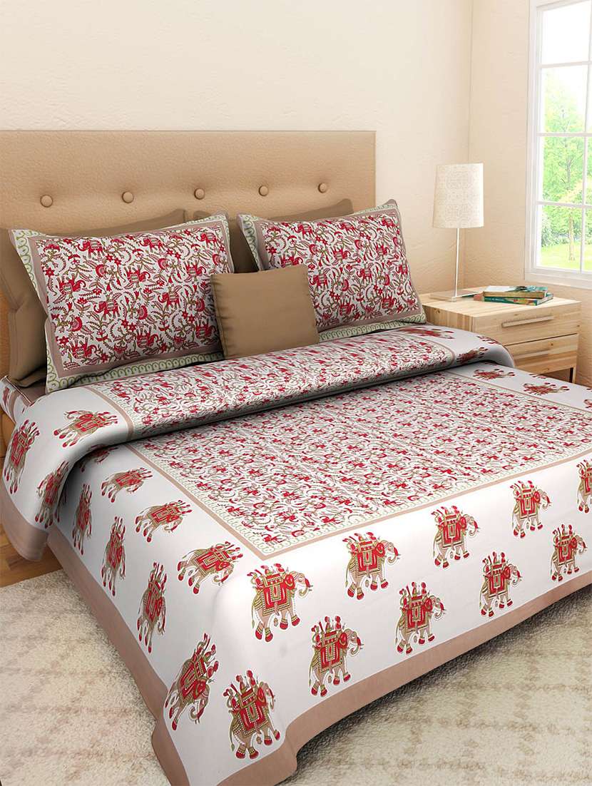 pure cotton rajasthani traditional double bed sheet  with 2 pillow covers