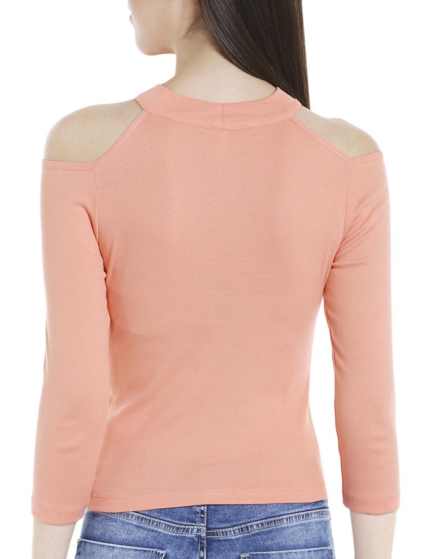 pink cold shoulder top - 14446697 - Standard Image - 2