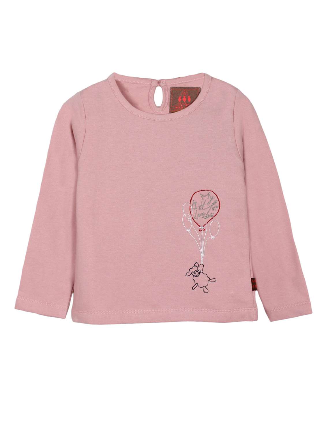 pink embroidered round neck t-shirt