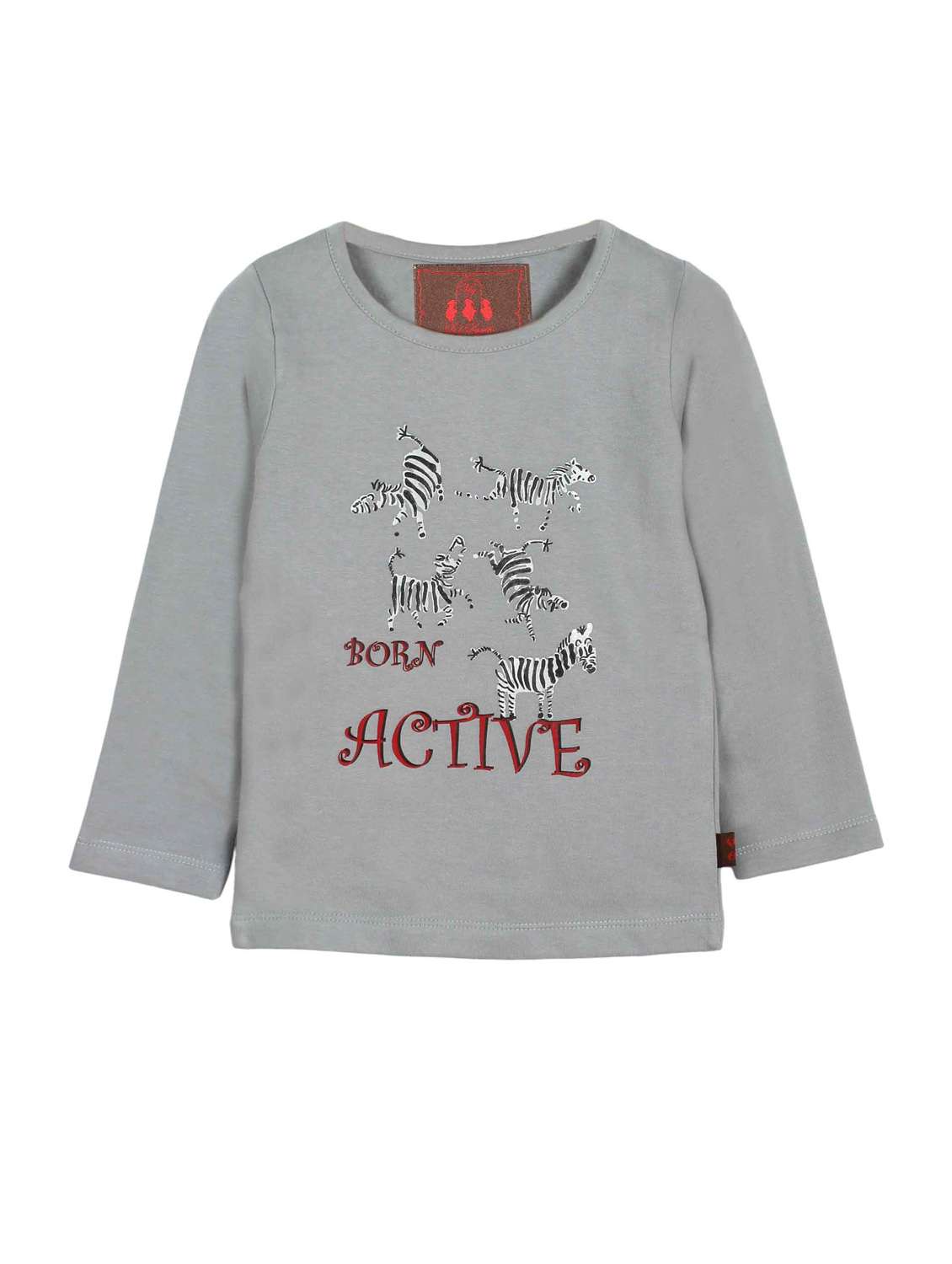 grey round neck quirky print t-shirt