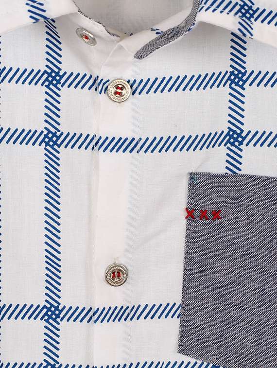 Pocket Patched Grid Pattern Shirt