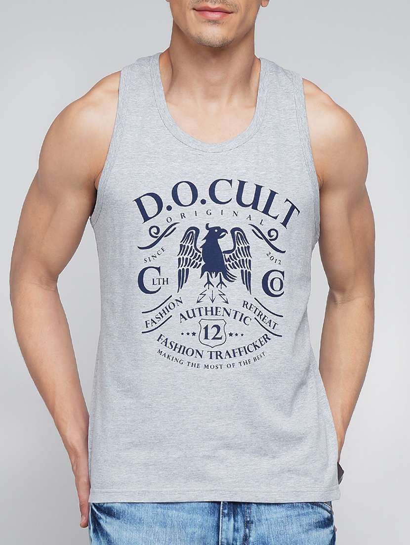 grey chest print vest