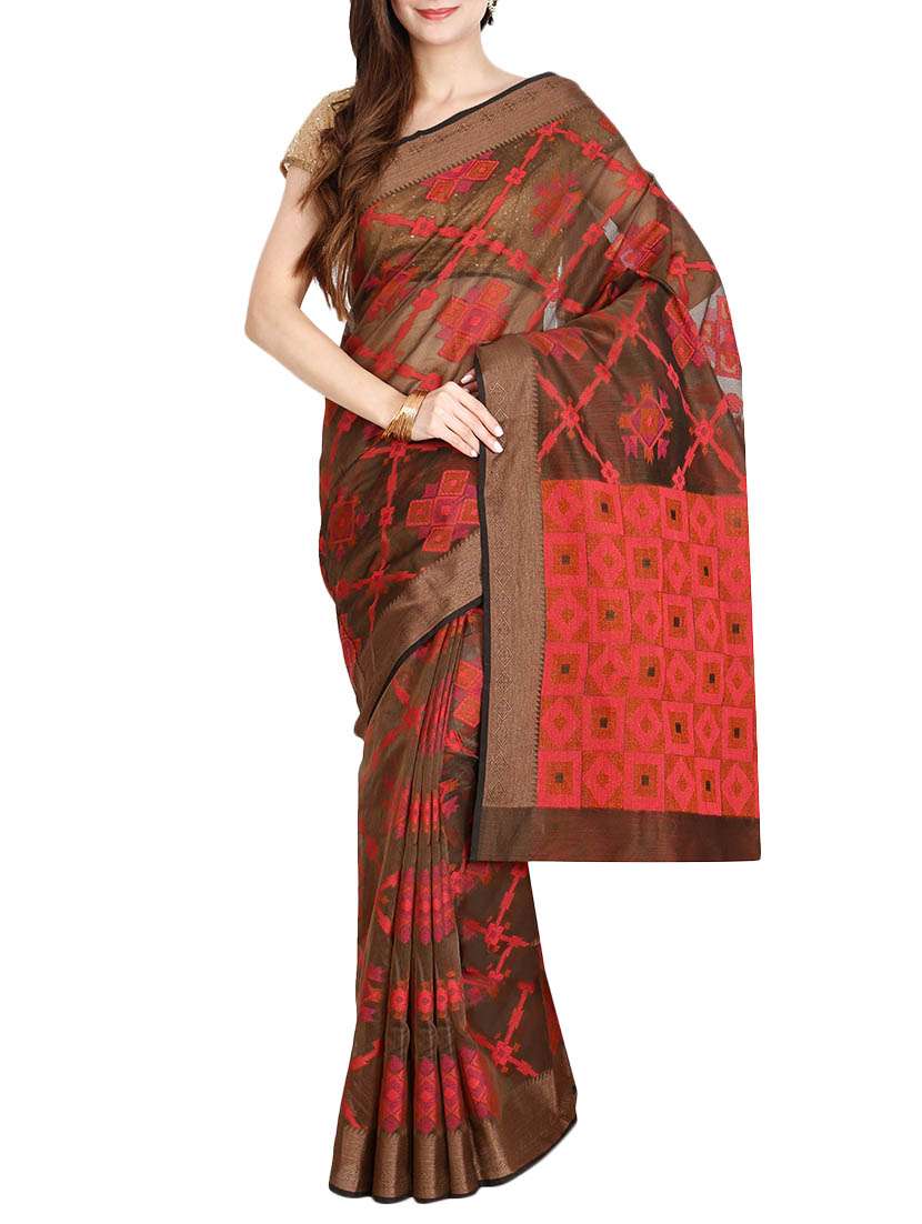 the chennai silks grey kota doria saree with blouse