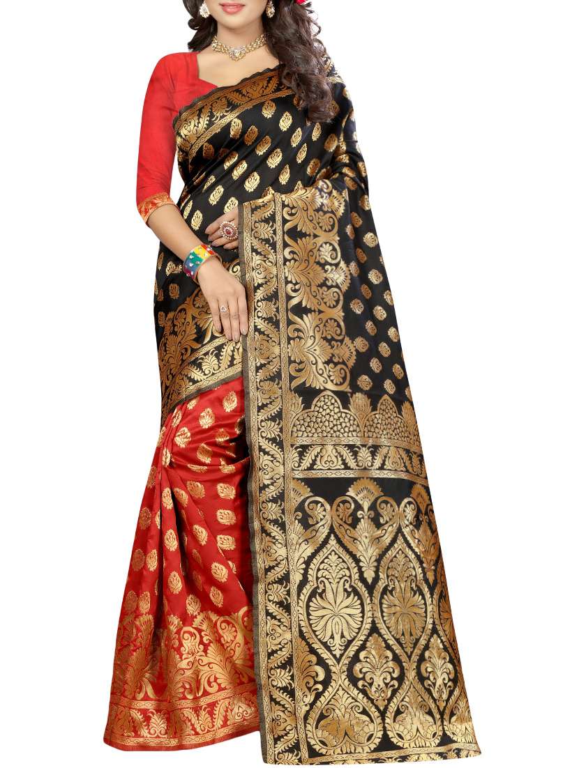 black banarasi silk saree with blouse