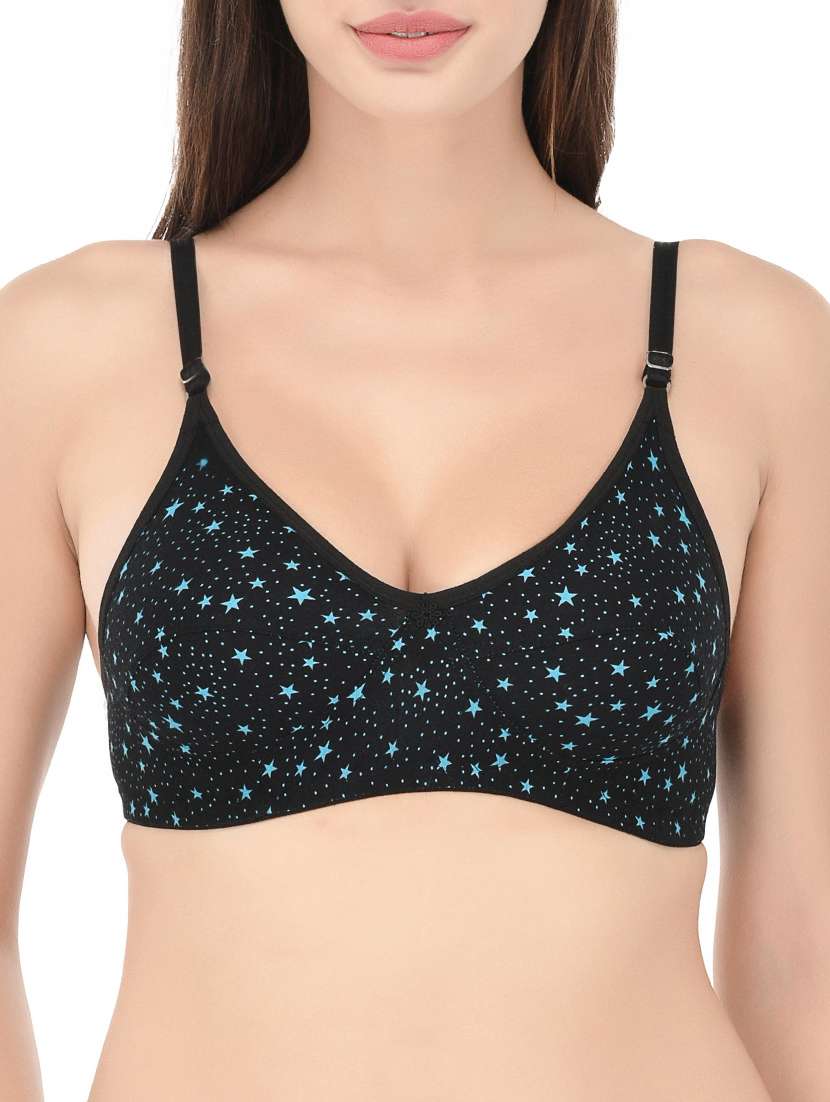 star print solid bra 