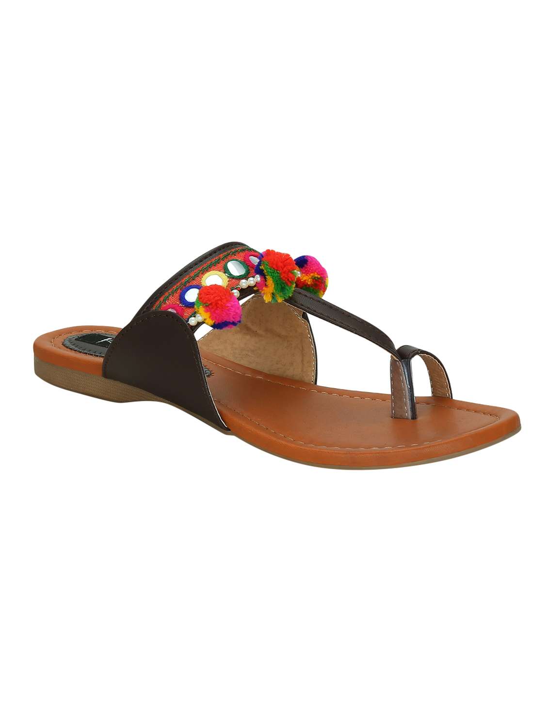 brown one toe kolhapuri